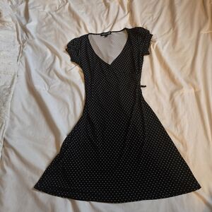 Vintage Bebe Black and White Polka Dot Mini Dress
